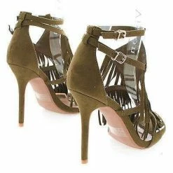 Adele206 By Wild Diva, Open Toe Two Tone Strappy Southwestern Fringe Stiletto Heels New