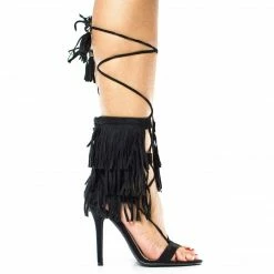 Adele221 By Wild Diva, Open Toe Layered Fringe Corset Tassel Lace Up Stiletto Heels New