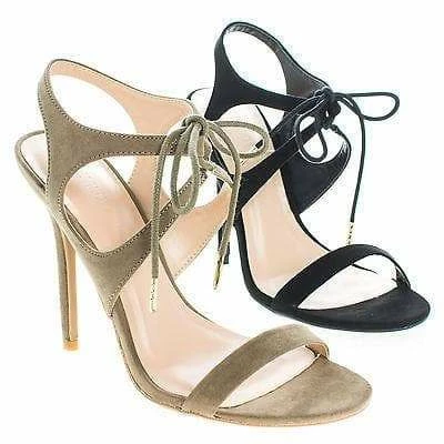 New Adele223 By Wild Diva, Open Toe Strappy Lace Tie Up Stiletto Heel Pumps