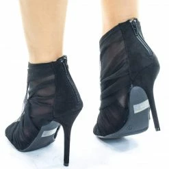 Wild Diva Adele402 Peep Toe Dress Bootie W Folded See Through Mesh Folding Silky Fabric New
