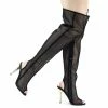 Wild Diva New Adele403 Over Knee See Through Fishnet Mesh Boots, Metallic High Heel & Peep Toe