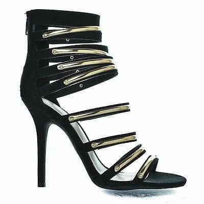 Adele41 By Wild Diva, Gladiator Sandal Metal Plated Bird Cage Straps Women High Heel Sandal