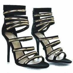 Adele41 By Wild Diva, Gladiator Sandal Metal Plated Bird Cage Straps Women High Heel Sandal