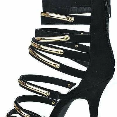 Adele41 By Wild Diva, Gladiator Sandal Metal Plated Bird Cage Straps Women High Heel Sandal
