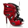 Adele64 By Wild Diva, Peep Toe Patent Contrast Cut Out Strappy Lace Up Stiletto Heels