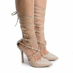 Adora126 By Wild Diva, Gladiator Studded Pointy Toe Leg Wrap Stiletto High Heels New