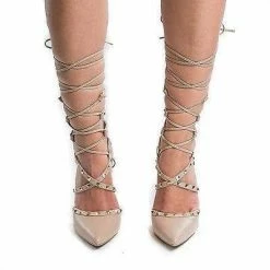 Adora126 By Wild Diva, Gladiator Studded Pointy Toe Leg Wrap Stiletto High Heels New