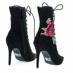 Wild Diva Akira147A Women Corset Combat Boot W Rose Metallic Embroidered Stitch High Heel New