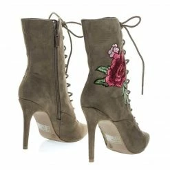 Wild Diva Akira147A Women Corset Combat Boot W Rose Metallic Embroidered Stitch High Heel New