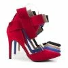 Akira24 By Wild Diva, Pointy Toe Lush Bow Velcro Ankle Cuff Stiletto Heel Pumps New