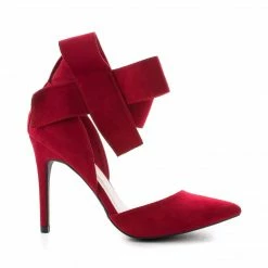 Akira24 By Wild Diva, Pointy Toe Lush Bow Velcro Ankle Cuff Stiletto Heel Pumps New