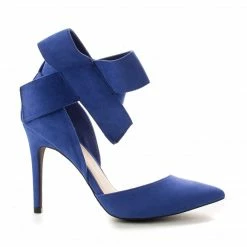 Akira24 By Wild Diva, Pointy Toe Lush Bow Velcro Ankle Cuff Stiletto Heel Pumps New