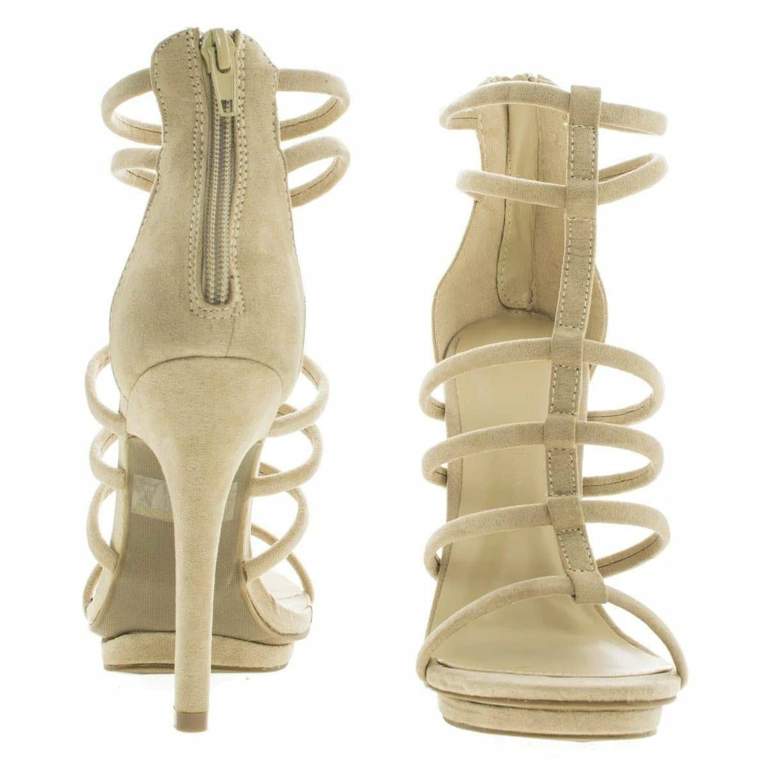 Wild Diva New Amy39 Open Toe Caged Stiletto High Heeled Sandals