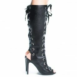 Berlin29 By Wild Diva, Peep Toe Corset Boots W High Heel Open Back