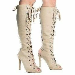 Berlin29 By Wild Diva, Peep Toe Corset Boots W High Heel Open Back