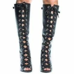 Berlin29 By Wild Diva, Peep Toe Corset Boots W High Heel Open Back