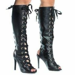 Berlin29 By Wild Diva, Peep Toe Corset Boots W High Heel Open Back