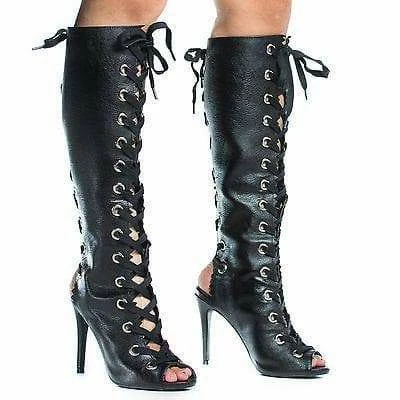 Berlin29 By Wild Diva, Peep Toe Corset Boots W High Heel Open Back