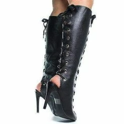 Berlin29 By Wild Diva, Peep Toe Corset Boots W High Heel Open Back