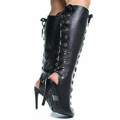 Berlin29 By Wild Diva, Peep Toe Corset Boots W High Heel Open Back
