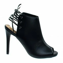 New Berlin53 By Wild Diva, Peep Toe Mule Bootie W Open Back Corset Lace, Pump