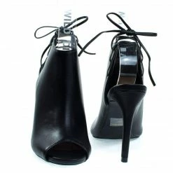 New Berlin53 By Wild Diva, Peep Toe Mule Bootie W Open Back Corset Lace, Pump