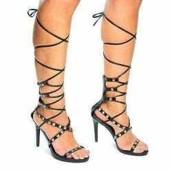 New Berlin77 By Wild Diva, Gladiator Studded Leg Wrap Stiletto High Heel Sandals