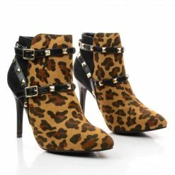 Bessy30 By Wild Diva, Strappy Studded Stiletto Ankle Bootie New