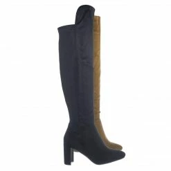 Wild Diva Blake05 Block Heel Knee High Boots - Women Elastic Thigh High Foldable