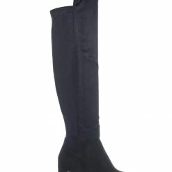 Wild Diva Blake05 Block Heel Knee High Boots - Women Elastic Thigh High Foldable