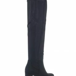 Wild Diva Blake05 Block Heel Knee High Boots - Women Elastic Thigh High Foldable