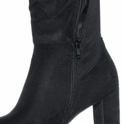 Wild Diva Blake05 Block Heel Knee High Boots - Women Elastic Thigh High Foldable