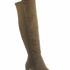Wild Diva Blake05 Block Heel Knee High Boots - Women Elastic Thigh High Foldable