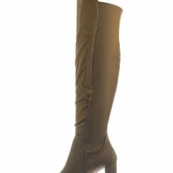 Wild Diva Blake05 Block Heel Knee High Boots - Women Elastic Thigh High Foldable