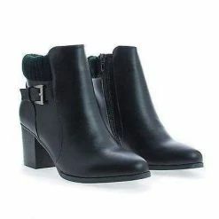 New Bray01 By Wild Diva, Almond Toe Knitted Ankle Collar Stacked Block Heel Boots