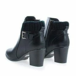 New Bray01 By Wild Diva, Almond Toe Knitted Ankle Collar Stacked Block Heel Boots