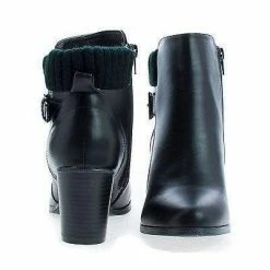 New Bray01 By Wild Diva, Almond Toe Knitted Ankle Collar Stacked Block Heel Boots