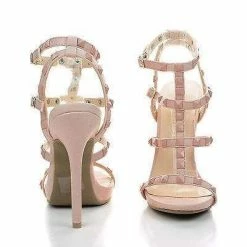 Bridget74 By Wild Diva, Pyramid Studded Caged Open Toe Stiletto Sandals New
