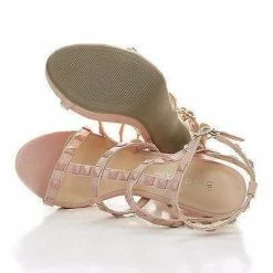 Bridget74 By Wild Diva, Pyramid Studded Caged Open Toe Stiletto Sandals New