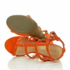 Bridget74 By Wild Diva, Pyramid Studded Caged Open Toe Stiletto Sandals New