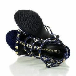 Bridget74 By Wild Diva, Pyramid Studded Caged Open Toe Stiletto Sandals New