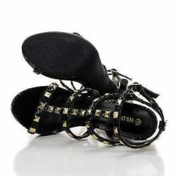 Bridget74 By Wild Diva, Pyramid Studded Caged Open Toe Stiletto Sandals New