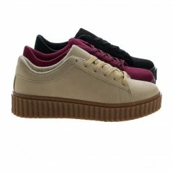 Caleb02 By Wild Diva, Lace Up Sneaker W Rubber Texture Ridges Thick Platform Sole