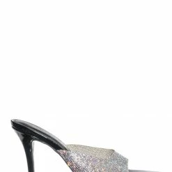 Wild Diva Carmel01 Pointed Toe Rhinestone Mule - Shimmering Slide In High Heel Slipper New