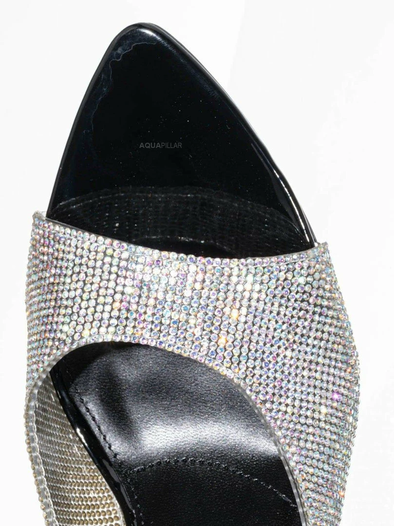 Wild Diva Carmel01 Pointed Toe Rhinestone Mule - Shimmering Slide In High Heel Slipper New