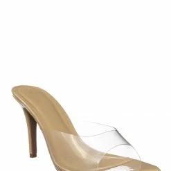 Wild Diva Carmel01 Pointed Toe Rhinestone Mule - Shimmering Slide In High Heel Slipper New