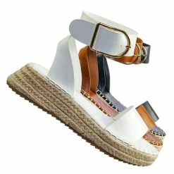 Wild Diva Emera01 Tapered Espadrille Flatform Sandal - Womens Ankle Strap Open Toe Shoes New