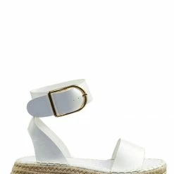Wild Diva Emera01 Tapered Espadrille Flatform Sandal - Womens Ankle Strap Open Toe Shoes New