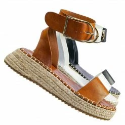 Wild Diva Emera01 Tapered Espadrille Flatform Sandal - Womens Ankle Strap Open Toe Shoes New