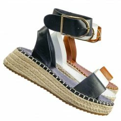 Wild Diva Emera01 Tapered Espadrille Flatform Sandal - Womens Ankle Strap Open Toe Shoes New